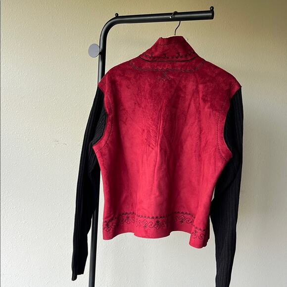 NWT Coldwater Creek Red and Black Women's Sweater Jacket - size XL - Picture 3 of 9